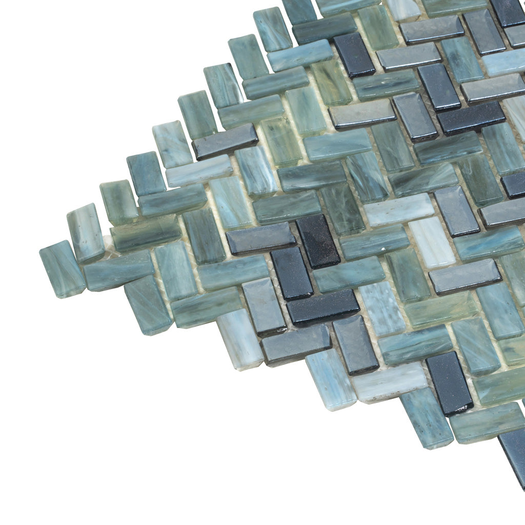 Gray Brown 12x12 Glossy Herringbone Glass Mosaic Tile (10 pack, 9.75 sq ft/case)