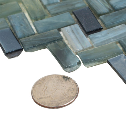 Gray Brown 12x12 Glossy Herringbone Glass Mosaic Tile (10 pack, 9.75 sq ft/case)