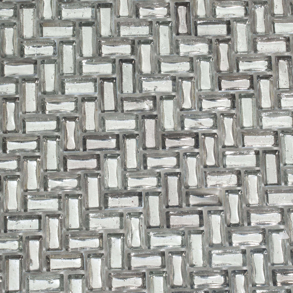 Silver 12x12 Glossy Herringbone Glass Mosaic Tile (10 pack, 9.75 sq ft/case)