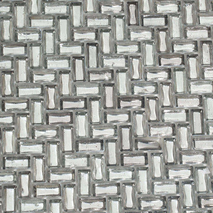 Silver 12x12 Glossy Herringbone Glass Mosaic Tile (10 pack, 9.75 sq ft/case)