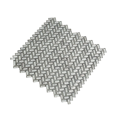 Silver 12x12 Glossy Herringbone Glass Mosaic Tile (10 pack, 9.75 sq ft/case) - Sample