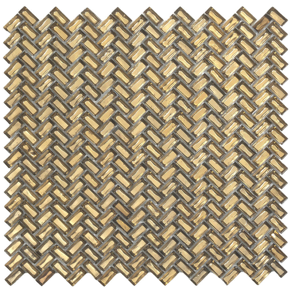 Gold 12x12 Glossy Herringbone Glass Mosaic Tile (10 pack, 9.75 sq ft/case)