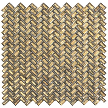Gold 12x12 Glossy Herringbone Glass Mosaic Tile (10 pack, 9.75 sq ft/case)