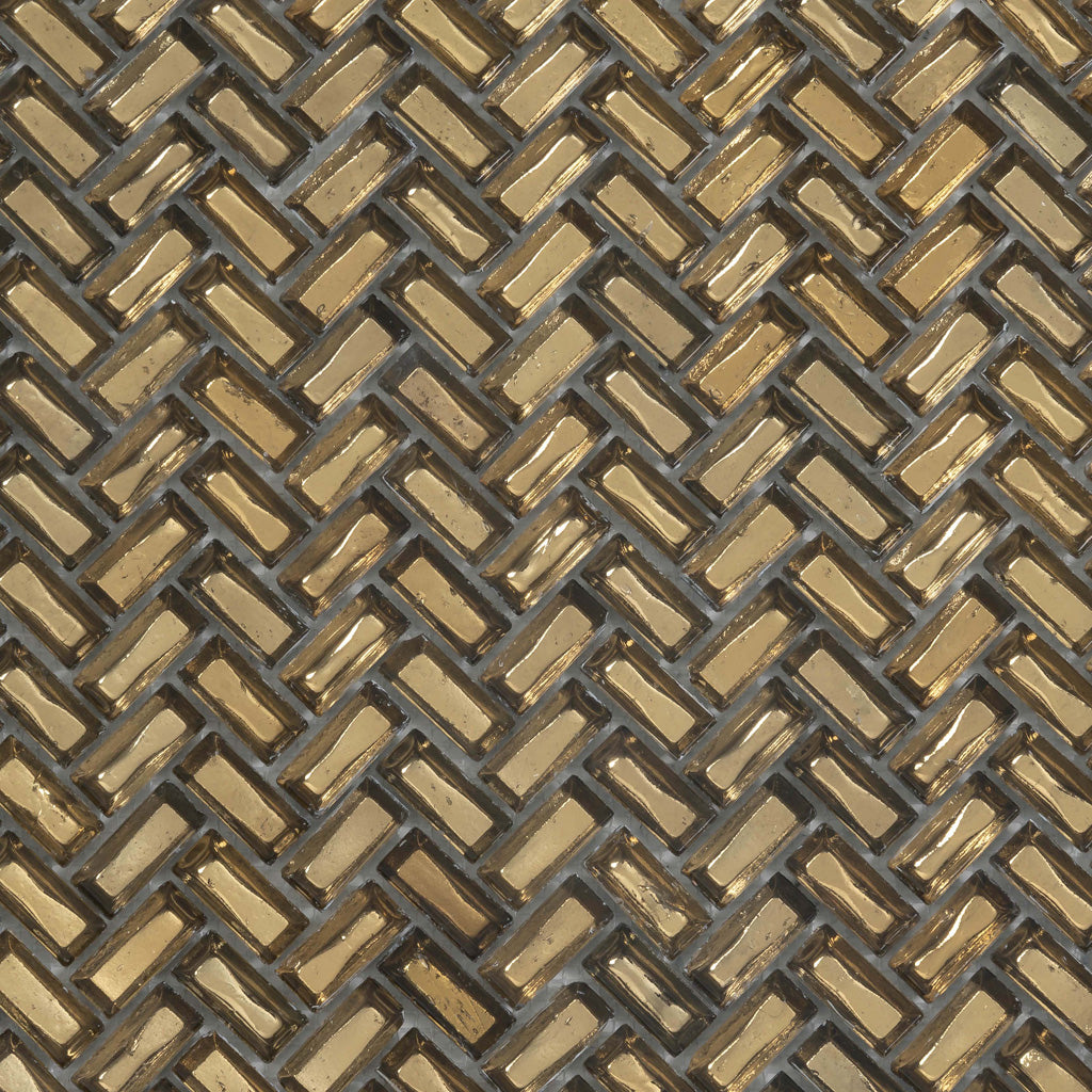Gold 12x12 Glossy Herringbone Glass Mosaic Tile (10 pack, 9.75 sq ft/case)