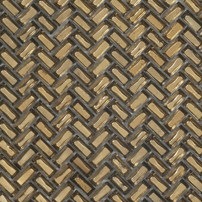 Gold 12x12 Glossy Herringbone Glass Mosaic Tile (10 pack, 9.75 sq ft/case) - Sample