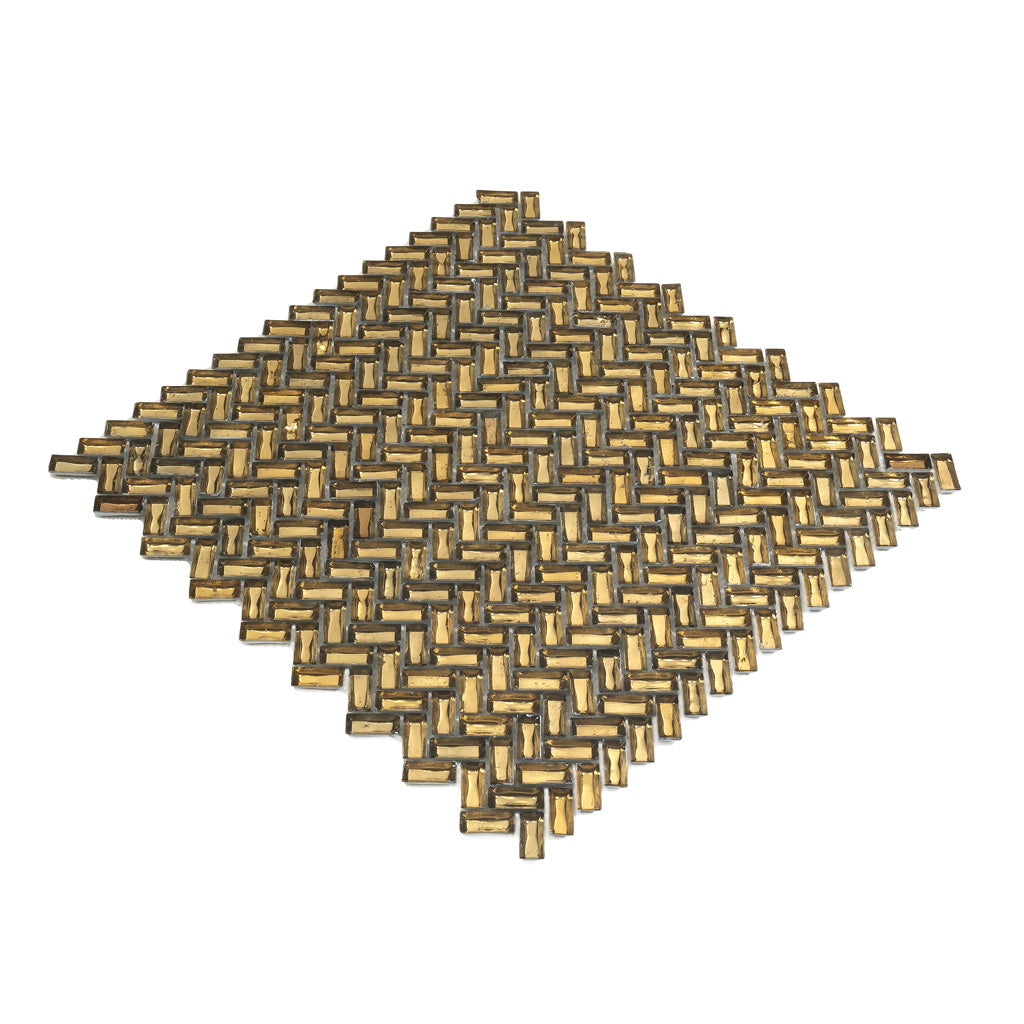 Gold 12x12 Glossy Herringbone Glass Mosaic Tile (10 pack, 9.75 sq ft/case)