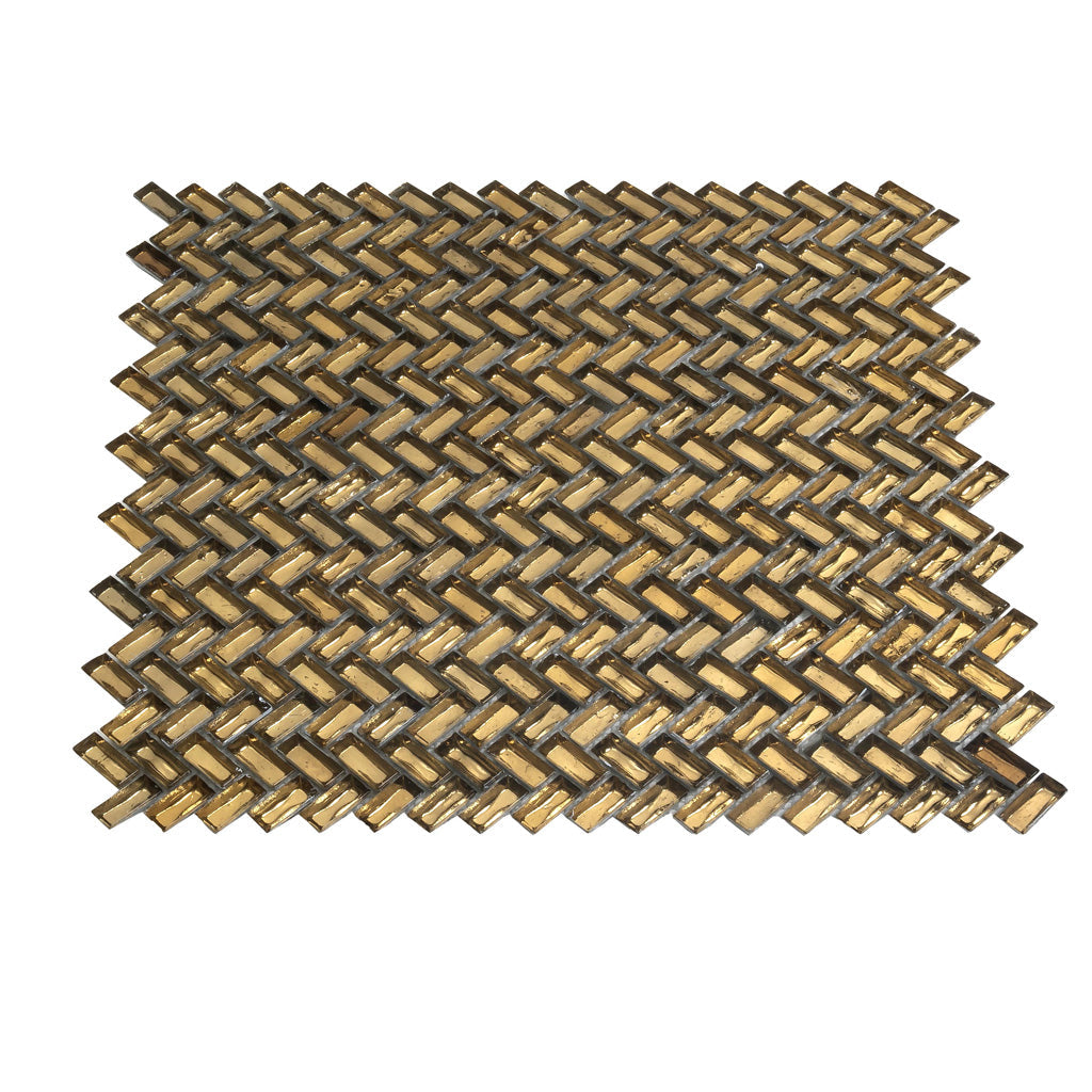 Gold 12x12 Glossy Herringbone Glass Mosaic Tile (10 pack, 9.75 sq ft/case)
