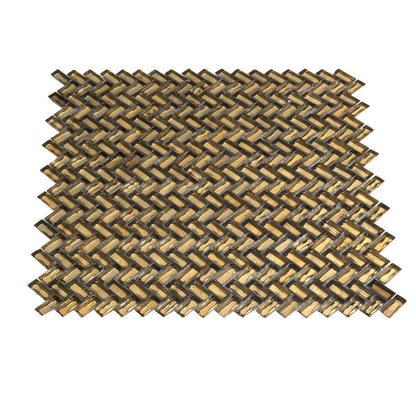 Gold 12x12 Glossy Herringbone Glass Mosaic Tile (10 pack, 9.75 sq ft/case)