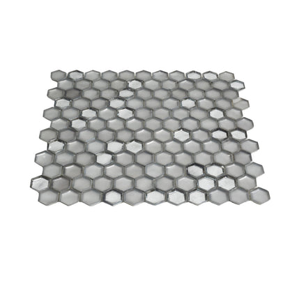 Silver 11x11 Glossy Matte Hexagon Glass Mosaic Tile (10 pack, 8.63 sq ft/case)