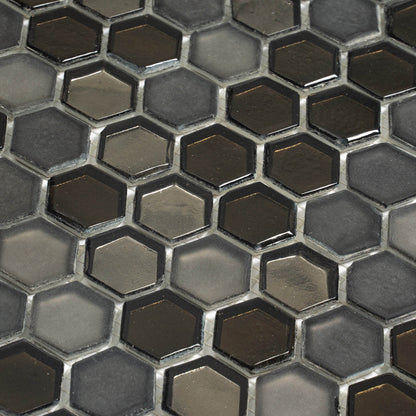 Gray 11x11 Glossy Matte Hexagon Glass Mosaic Tile (10 pack, 8.63 sq ft/case)
