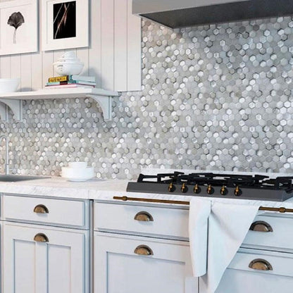 Gray White 11x11 Glossy Matte Hexagon Glass Ceramic Mosaic Tile (10 pack, 8.63 sq ft/case)