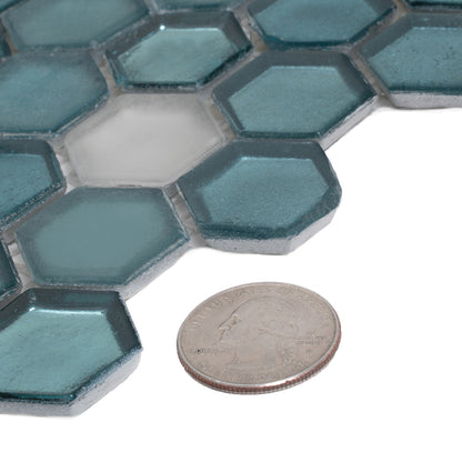 Blue 11x11 Glossy Matte Hexagon Glass Mosaic Tile (10 pack, 8.63 sq ft/case)
