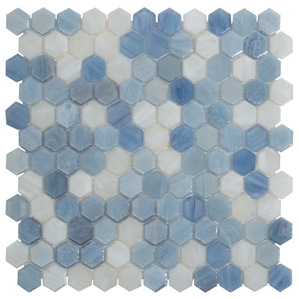 Light Blue 11x11 Glossy Hexagon Glass Mosaic Tile (10 pack, 8.63 sq ft/case) - Sample