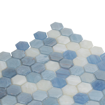 Light Blue 11x11 Glossy Hexagon Glass Mosaic Tile (10 pack, 8.63 sq ft/case)