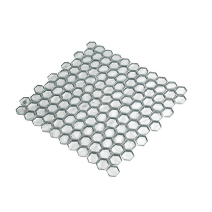 Silver 11x11 Glossy Hexagon Glass Mosaic Tile (10 pack, 8.63 sq ft/case)