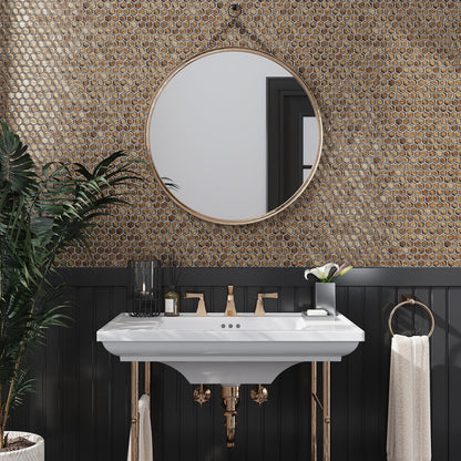 Gold 11x11 Glossy Hexagon Glass Mosaic Tile (10 pack, 8.63 sq ft/case)