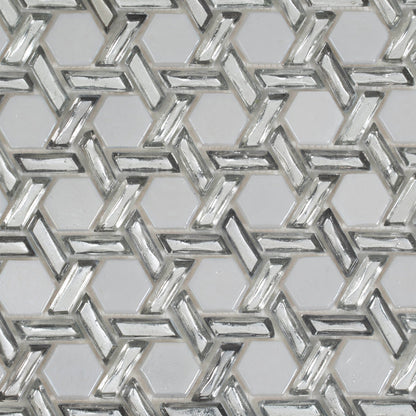 Silver 12x12 Glossy Hexagon Glass Mosaic Tile (10 pack, 9.67 sq ft/case)