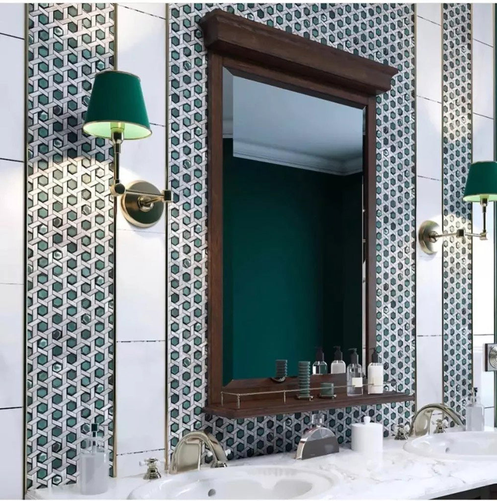 Teal Green 12x12 Glossy Hexagon Glass Mosaic Tile (10 pack, 9.67 sq ft/case)