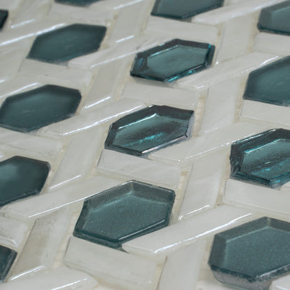 Teal Green 12x12 Glossy Hexagon Glass Mosaic Tile (10 pack, 9.67 sq ft/case)