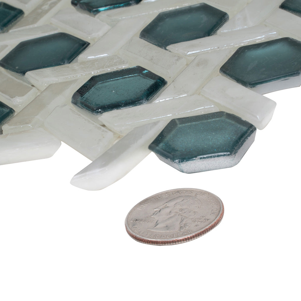 Teal Green 12x12 Glossy Hexagon Glass Mosaic Tile (10 pack, 9.67 sq ft/case)