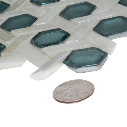 Teal Green 12x12 Glossy Hexagon Glass Mosaic Tile (10 pack, 9.67 sq ft/case)