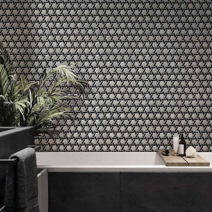 Black 12x12 Glossy Hexagon Glass Mosaic Tile (10 pack, 9.67 sq ft/case) - Sample