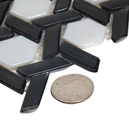 Black 12x12 Glossy Hexagon Glass Mosaic Tile (10 pack, 9.67 sq ft/case) - Sample