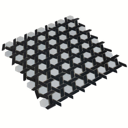 Black 12x12 Glossy Hexagon Glass Mosaic Tile (10 pack, 9.67 sq ft/case) - Sample