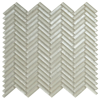 White 12x12 Glossy Matte Herringbone Glass Mosaic Tile (5 pack, 4.83 sq ft/case)