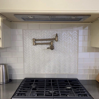 White 12x12 Glossy Matte Herringbone Glass Mosaic Tile (5 pack, 4.83 sq ft/case)