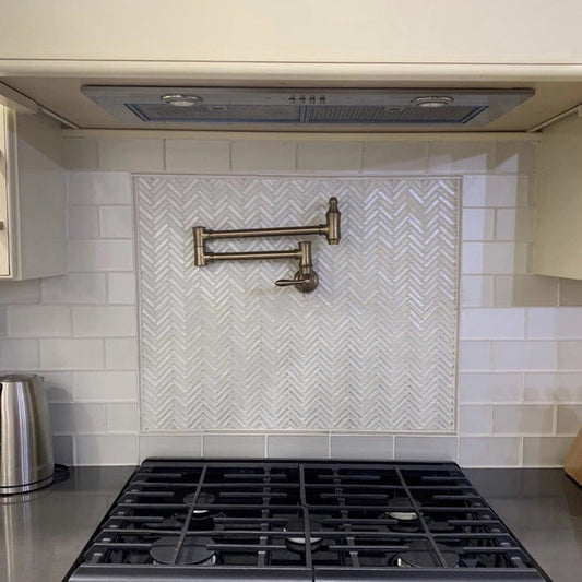 White 12x12 Glossy Matte Herringbone Glass Mosaic Tile (5 pack, 4.83 sq ft/case)