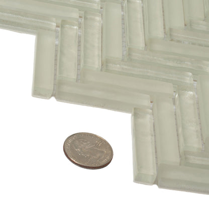 White 12x12 Glossy Matte Herringbone Glass Mosaic Tile (5 pack, 4.83 sq ft/case)