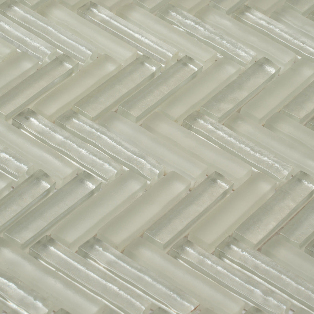 White 12x12 Glossy Matte Herringbone Glass Mosaic Tile (5 pack, 4.83 sq ft/case)