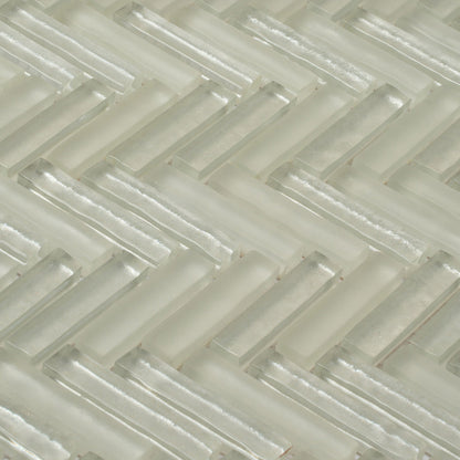 White 12x12 Glossy Matte Herringbone Glass Mosaic Tile (5 pack, 4.83 sq ft/case)