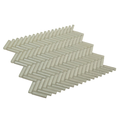 White 12x12 Glossy Matte Herringbone Glass Mosaic Tile (5 pack, 4.83 sq ft/case)