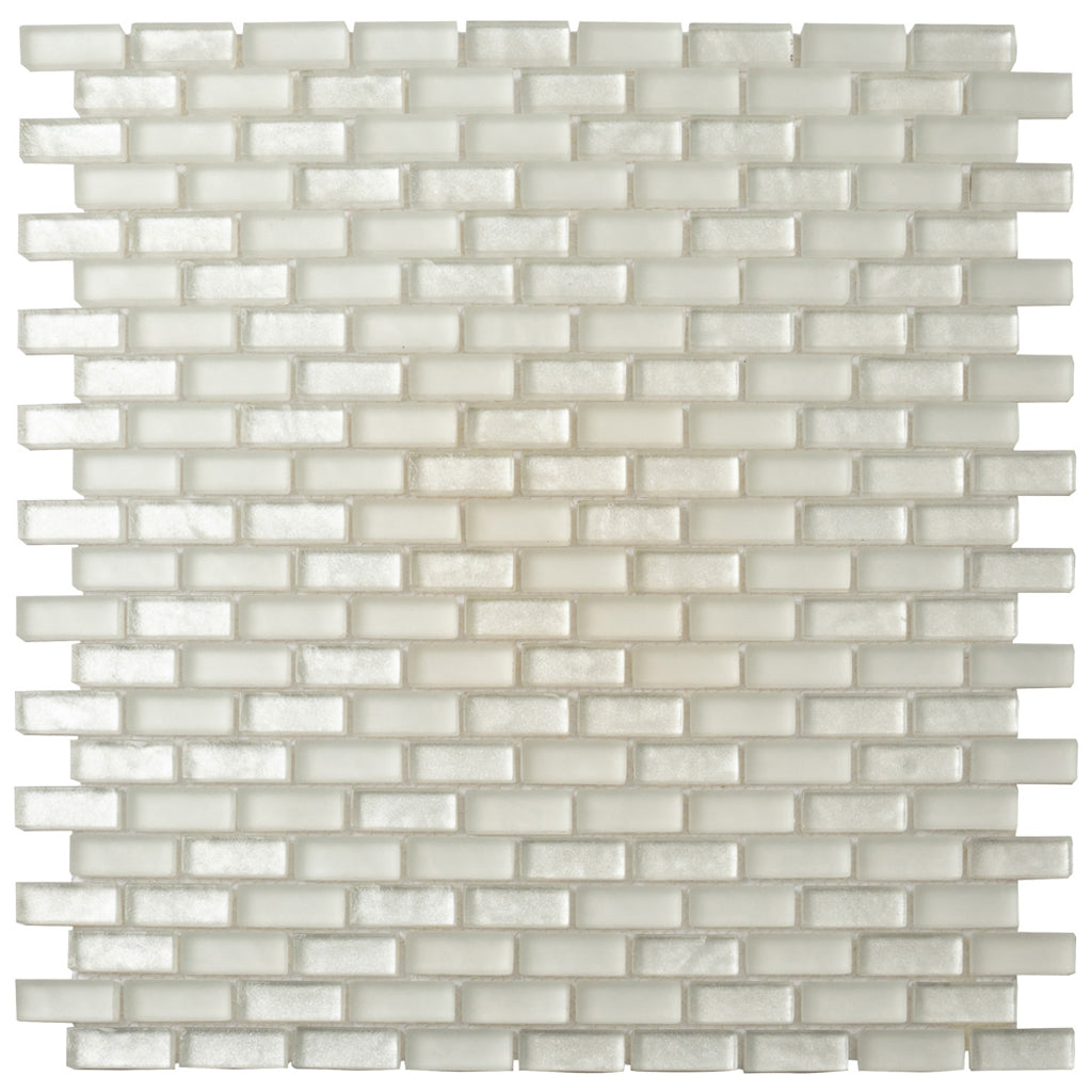 Pearl Beige 11x11 Glossy Matte Brick Glass Mosaic Tile (5 pack, 4.83 sq ft/case)