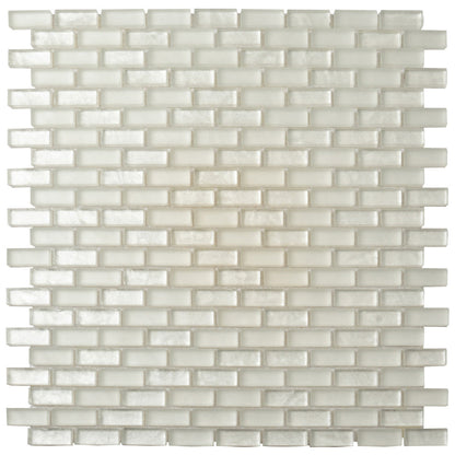 Pearl Beige 11x11 Glossy Matte Brick Glass Mosaic Tile (5 pack, 4.83 sq ft/case) - Sample