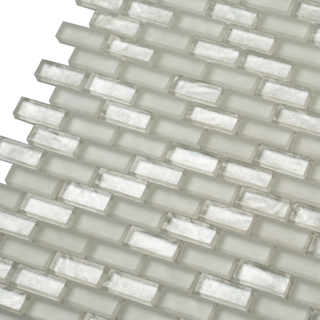 Pearl Beige 11x11 Glossy Matte Brick Glass Mosaic Tile (5 pack, 4.83 sq ft/case)