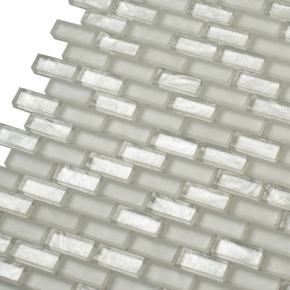 Pearl Beige 11x11 Glossy Matte Brick Glass Mosaic Tile (5 pack, 4.83 sq ft/case)