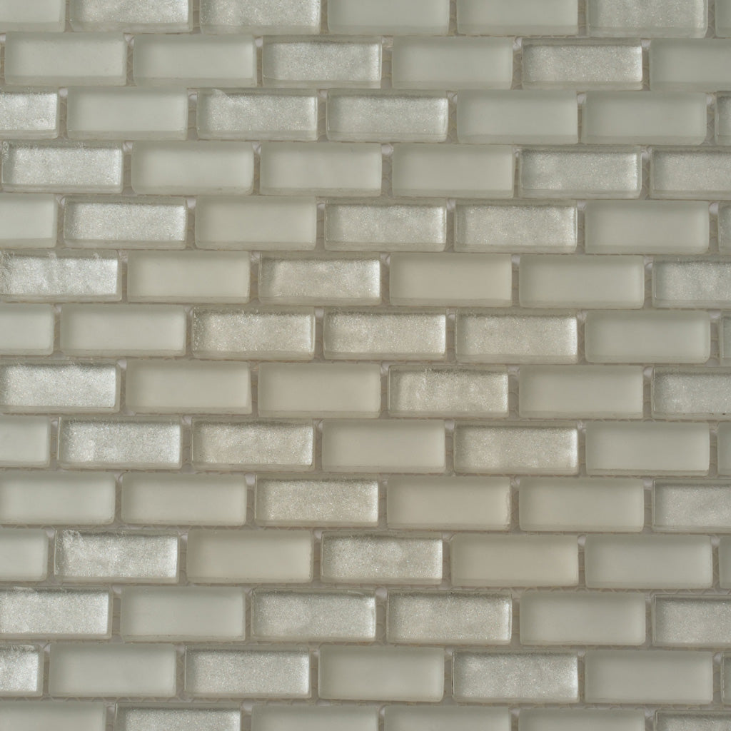 Pearl Beige 11x11 Glossy Matte Brick Glass Mosaic Tile (5 pack, 4.83 sq ft/case)