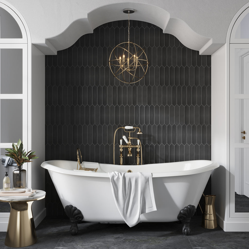 Black 2x10 Matte Picket Ceramic Tile (44 pack, 5.38 sq ft/case)