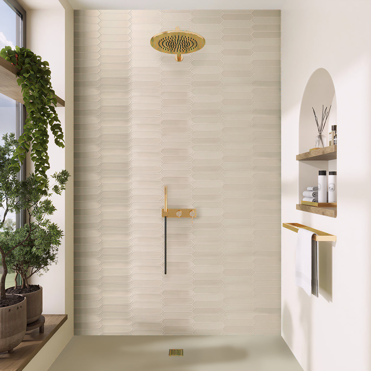 Beige 2x10 Matte Picket Ceramic Tile (44 pack, 5.38 sq ft/case) - Sample