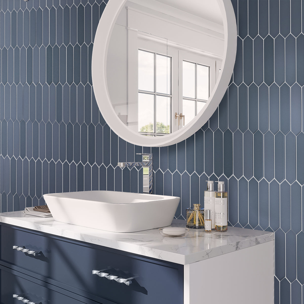 Blue 2x10 Matte Picket Ceramic Tile (44 pack, 5.38 sq ft/case)