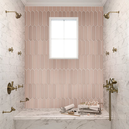 Blush Pink 2x10 Matte Picket Ceramic Tile (44 pack, 5.38 sq ft/case)