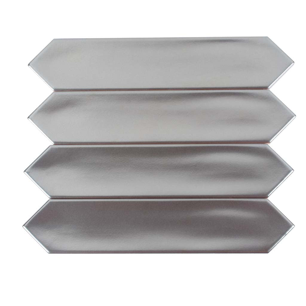 Metallic Silver 2x10 Glossy Picket Ceramic Tile (44 pack, 5.38 sq ft/case)