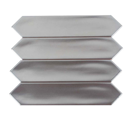 Metallic Silver 2x10 Glossy Picket Ceramic Tile (44 pack, 5.38 sq ft/case) - Sample