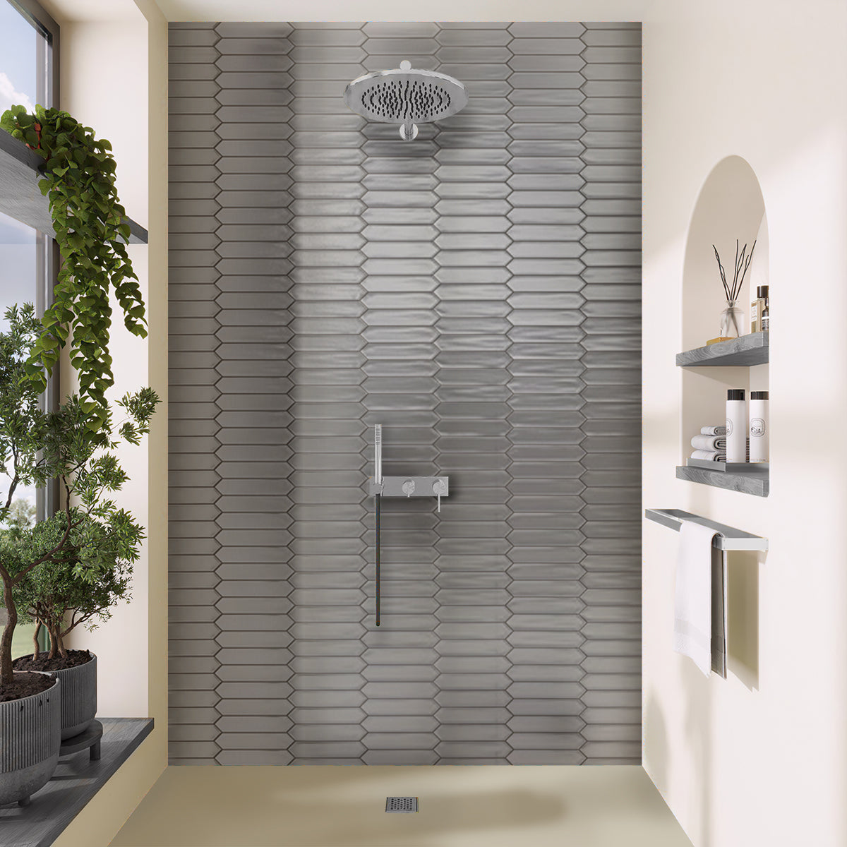 Metallic Silver 2x10 Glossy Picket Ceramic Tile (44 pack, 5.38 sq ft/case)