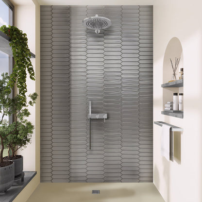 Metallic Silver 2x10 Glossy Picket Ceramic Tile (44 pack, 5.38 sq ft/case)