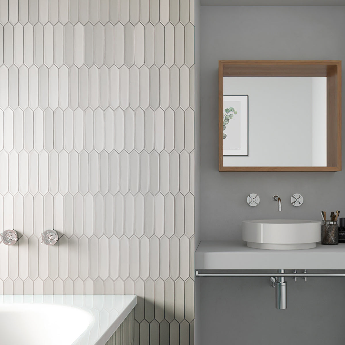 Cotton White 2x10 Matte Picket Ceramic Tile (44 pack, 5.38 sq ft/case) - Sample