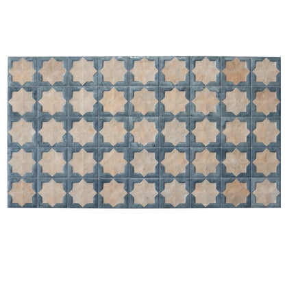 Stone Blue Beige 12x22 Matte Glossy Rectangle with Star Details Porcelain Large Format Tile (7 pack, 13.03 sq ft/case)